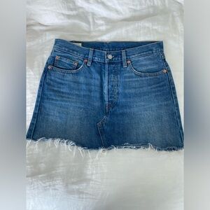 Levi’s Premium denim frayed mini skirt